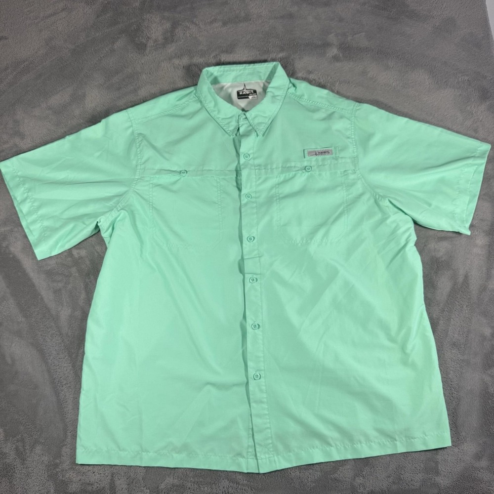 Habit Button Up Shirt Mens Size 2XL Green Gulf Shores Fishing Solar UV Outdoor